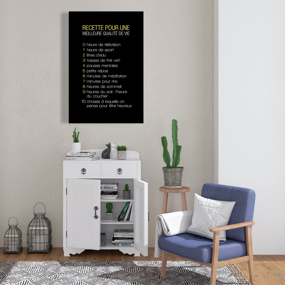 Recipe of Happiness Canvas - Spiritual Yellow Kitchen Decor