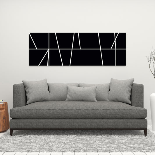 White Stripes on Black Canvas - Bedroom Shapes Home Decor