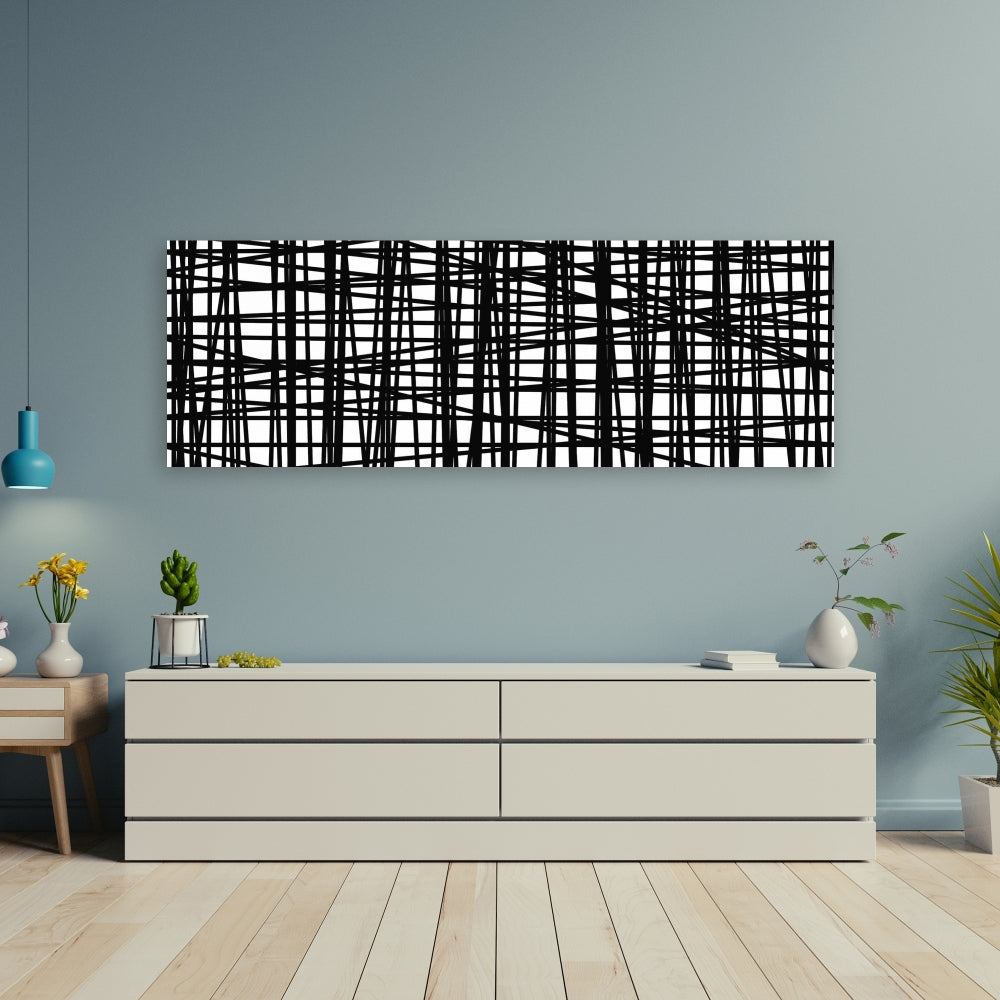 Abstract Small Stripes Canvas - Shapes Contemporary Bedroom Decor