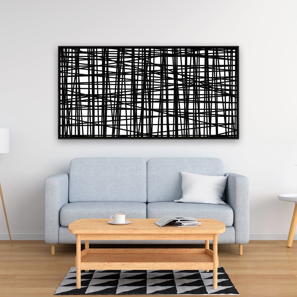 Petites rayures abstraites | Toile encadrée | Décoration de chambre