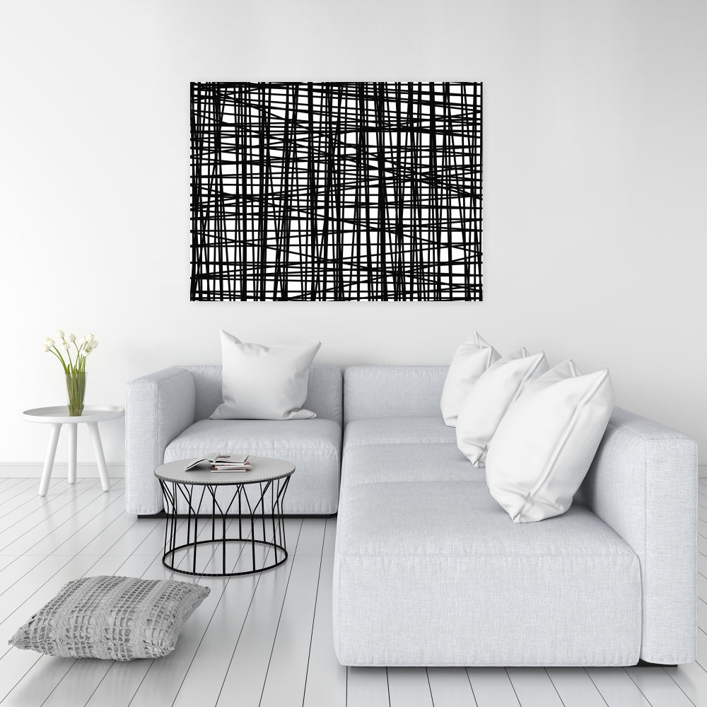 Abstract Small Stripes Canvas - Shapes Contemporary Bedroom Decor