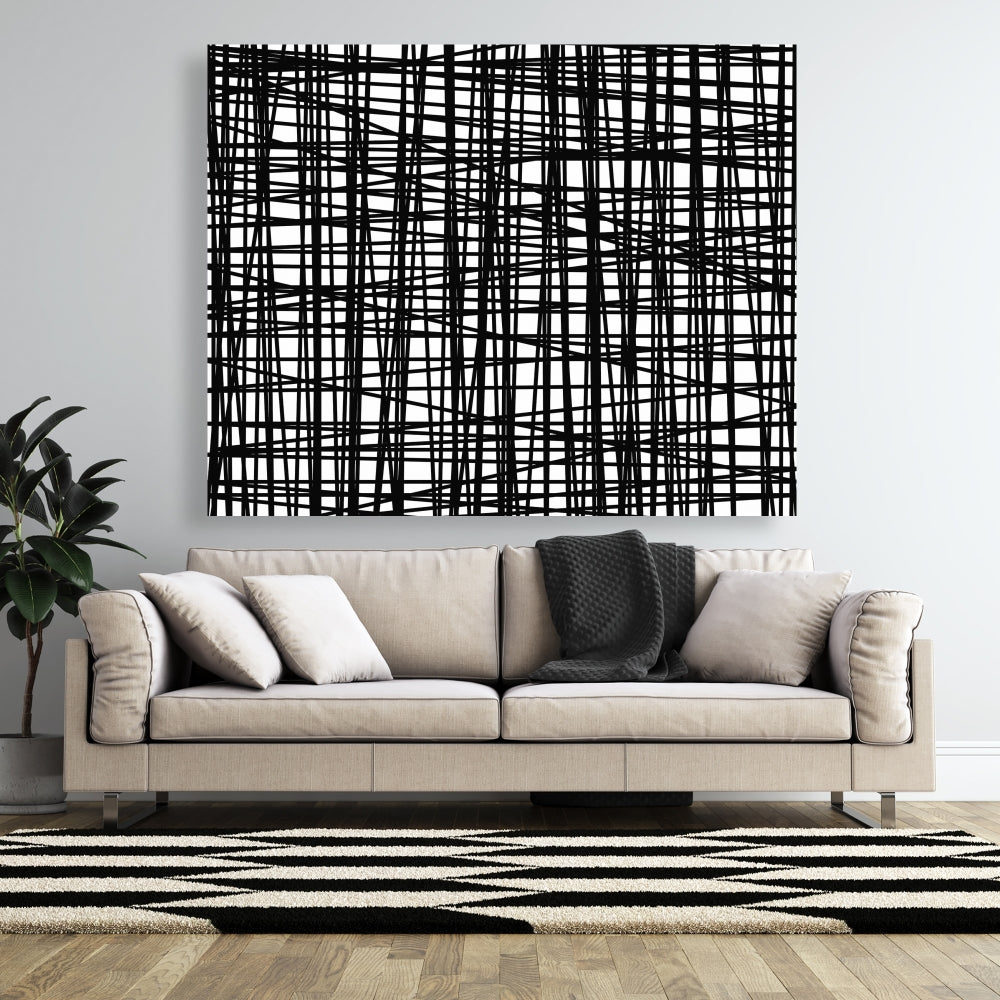 Abstract Small Stripes Canvas - Shapes Contemporary Bedroom Decor