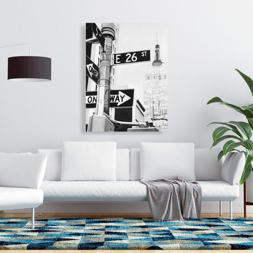 Industrial Office White Canvas - New York City Street Signs Decor