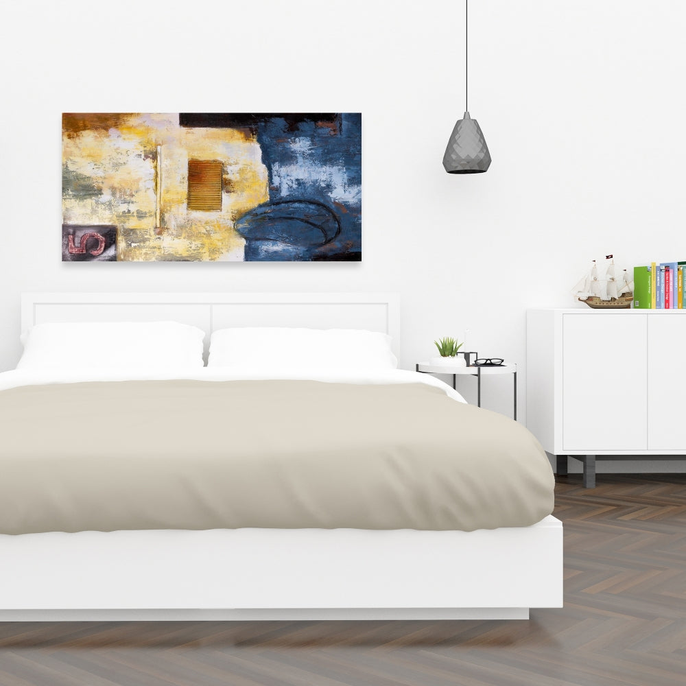 Blue Bedroom Canvas | Abstract Art with Numbers Decor