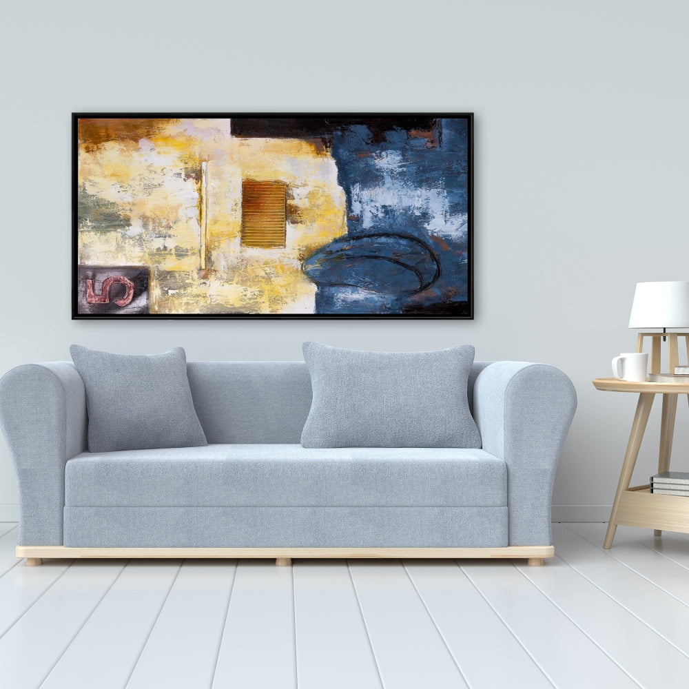 Blue Shapes Abstract Art Canvas | Framed Home Decor Wall Art