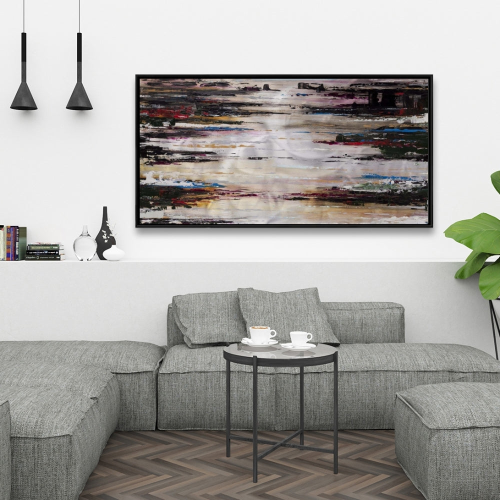 Peinture liquide abstraite - Toile encadrée bleue moderne pour décoration intérieure