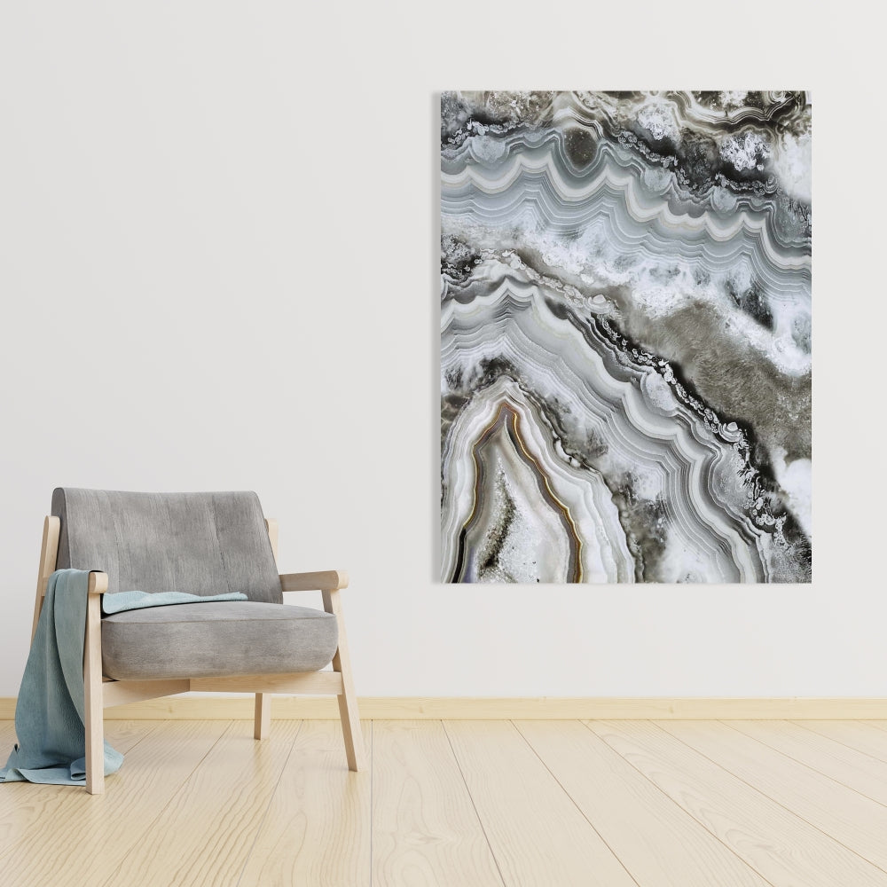 Abstract Geode Canvas - White Abstract Minerals Home Decor