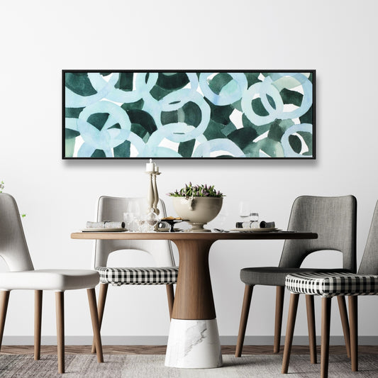 Toile Cercles abstraits turquoise - Décoration d'intérieur encadrée