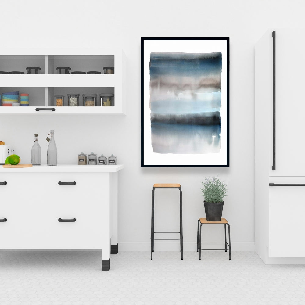 Blue Stripes Abstract Canvas | Framed Wall Art for Home Decor