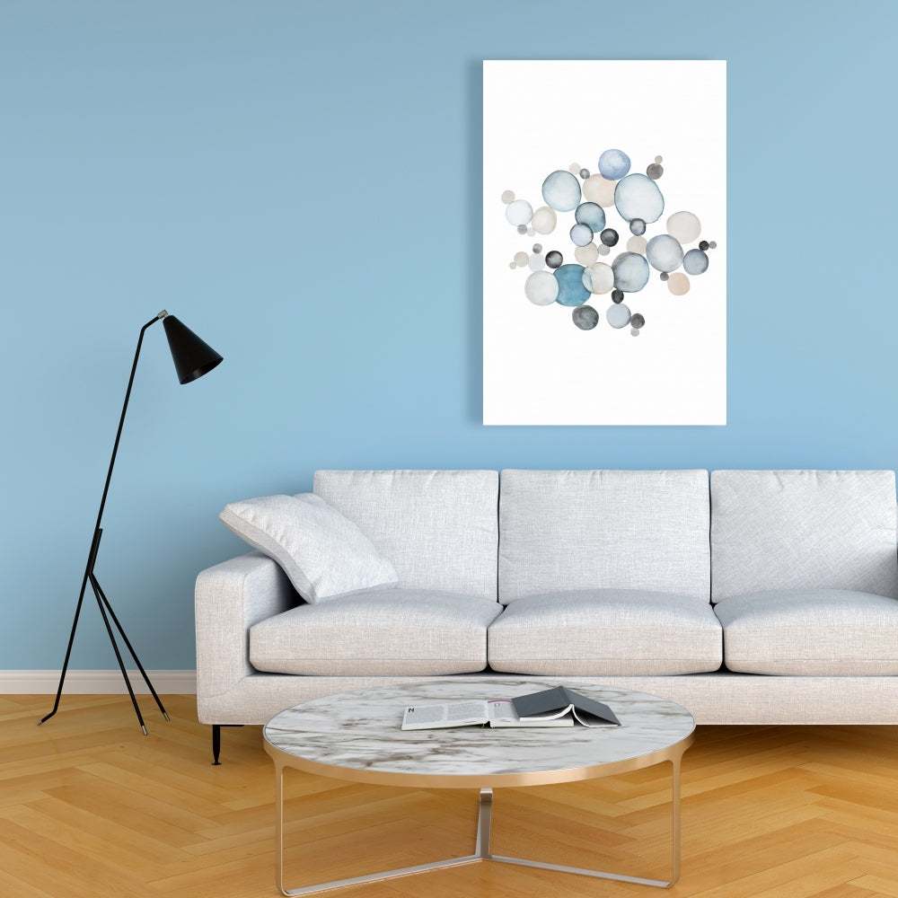 Round Pebbles Blue Abstract Minimalist Canvas Home Decor