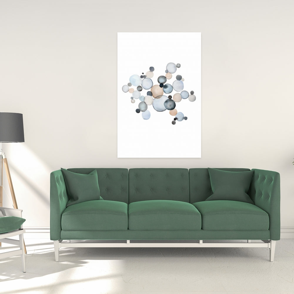 Toile abstraite bleu à bulles grisâtres - Décoration de chambre