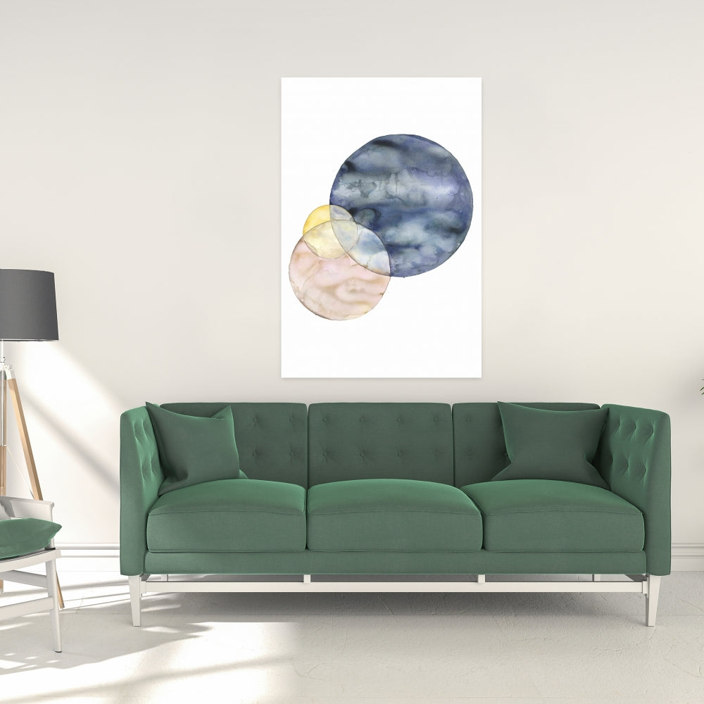 Retro Blue Circles Canvas - Vintage Home Decor Wall Art