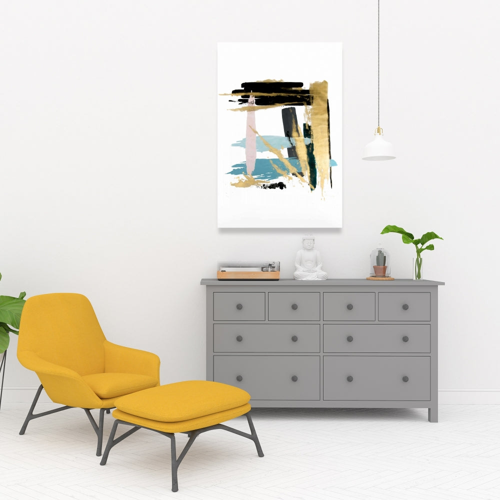 Pastel Stroke Shapes Abstract Blue Canvas | Home Decor Art