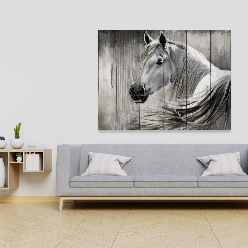 Rustic Horse Canvas | White Animal Art for Home Decor