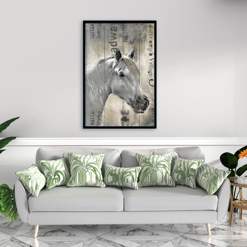 Rustic White Horse - Farm Animal Canvas | Home Decor Art