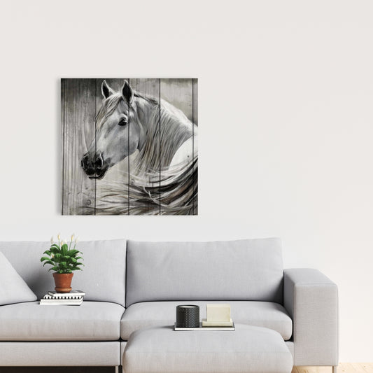 Rustic Horse Canvas | White Animal Art for Home Decor