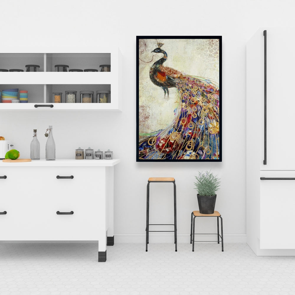 Majestic Peacock Canvas | Contemporary Bedroom Wall Art Decor