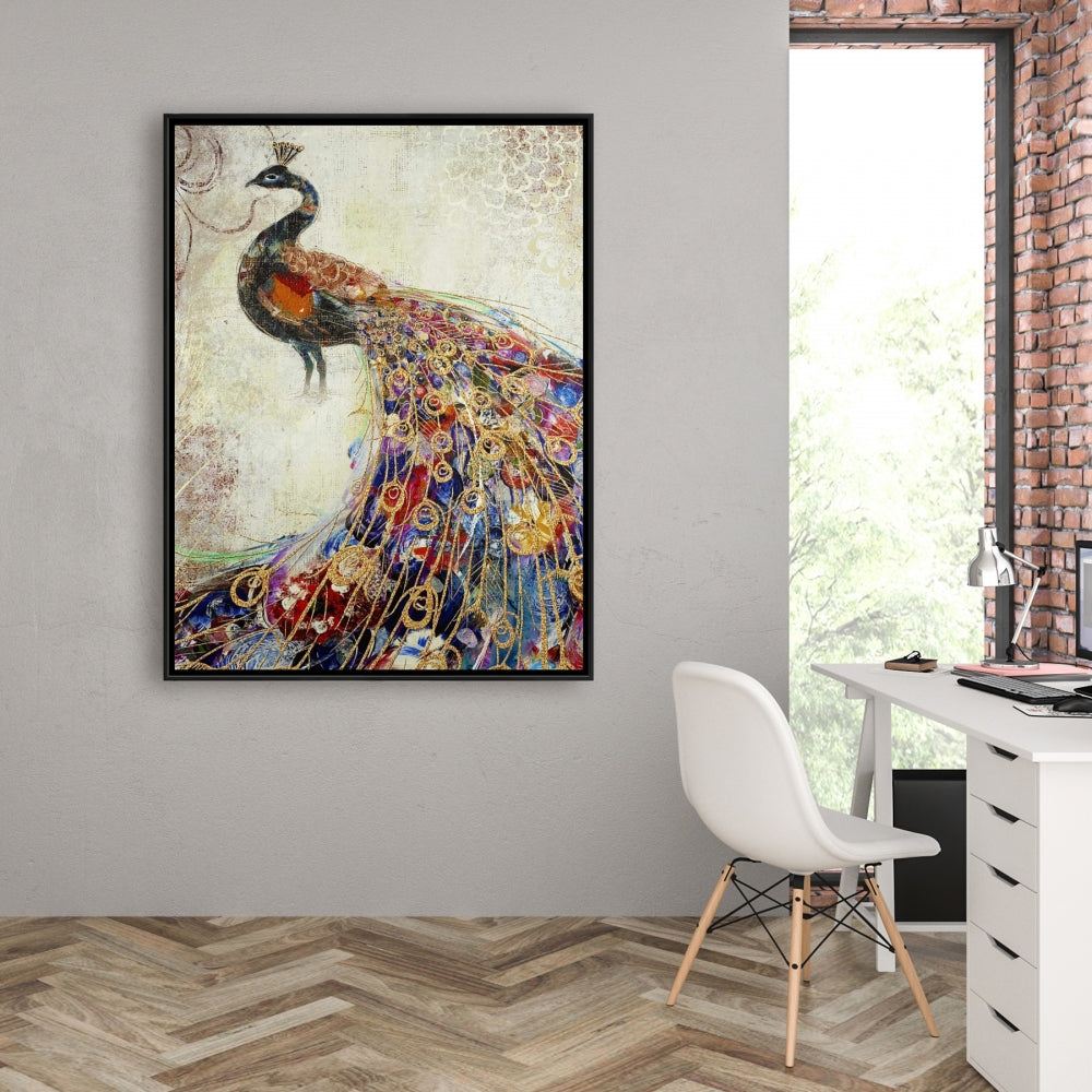 Majestic Peacock Canvas | Contemporary Bedroom Wall Art Decor
