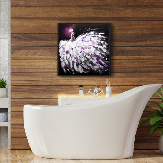 Toile contemporaine Paon violet | Décoration de chambre | Art encadré