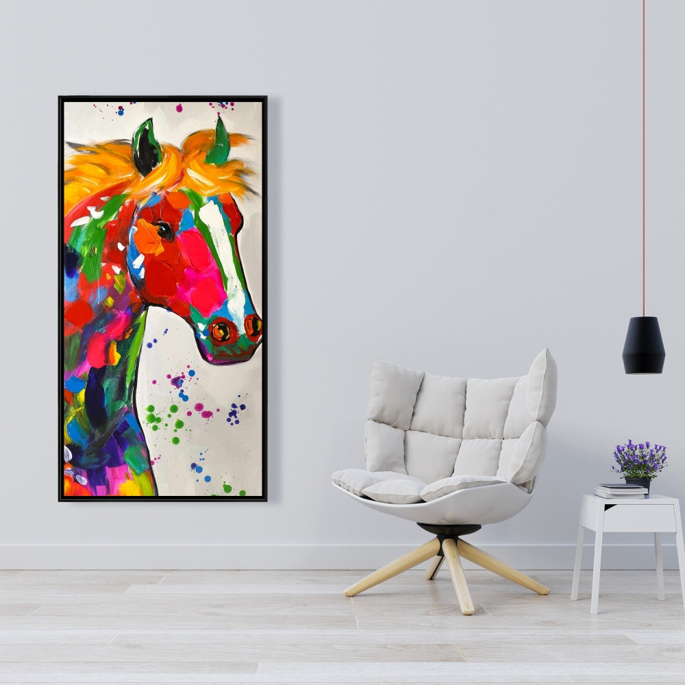 Colorful Abstract Horse Canvas - Farm Animal Home Decor Art