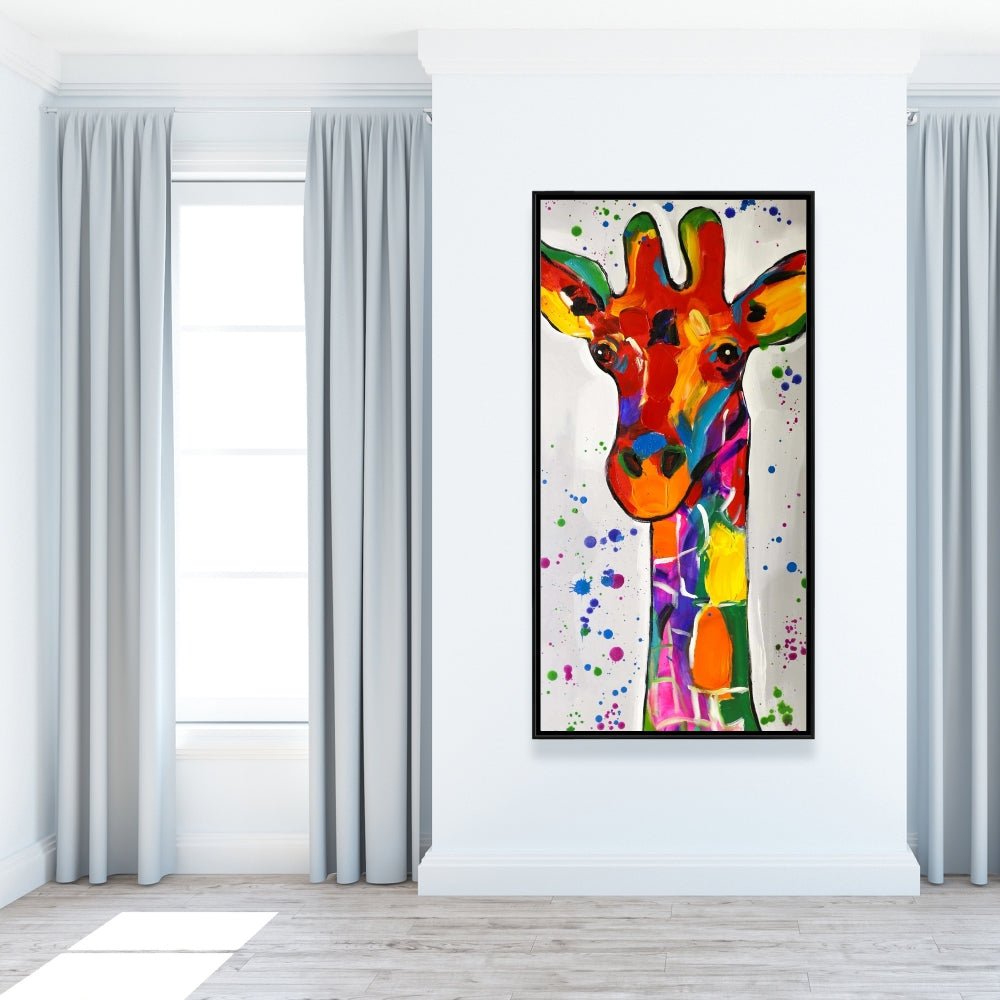 Abstract Colorful Giraffe Canvas - Wildlife Decor for Bedroom