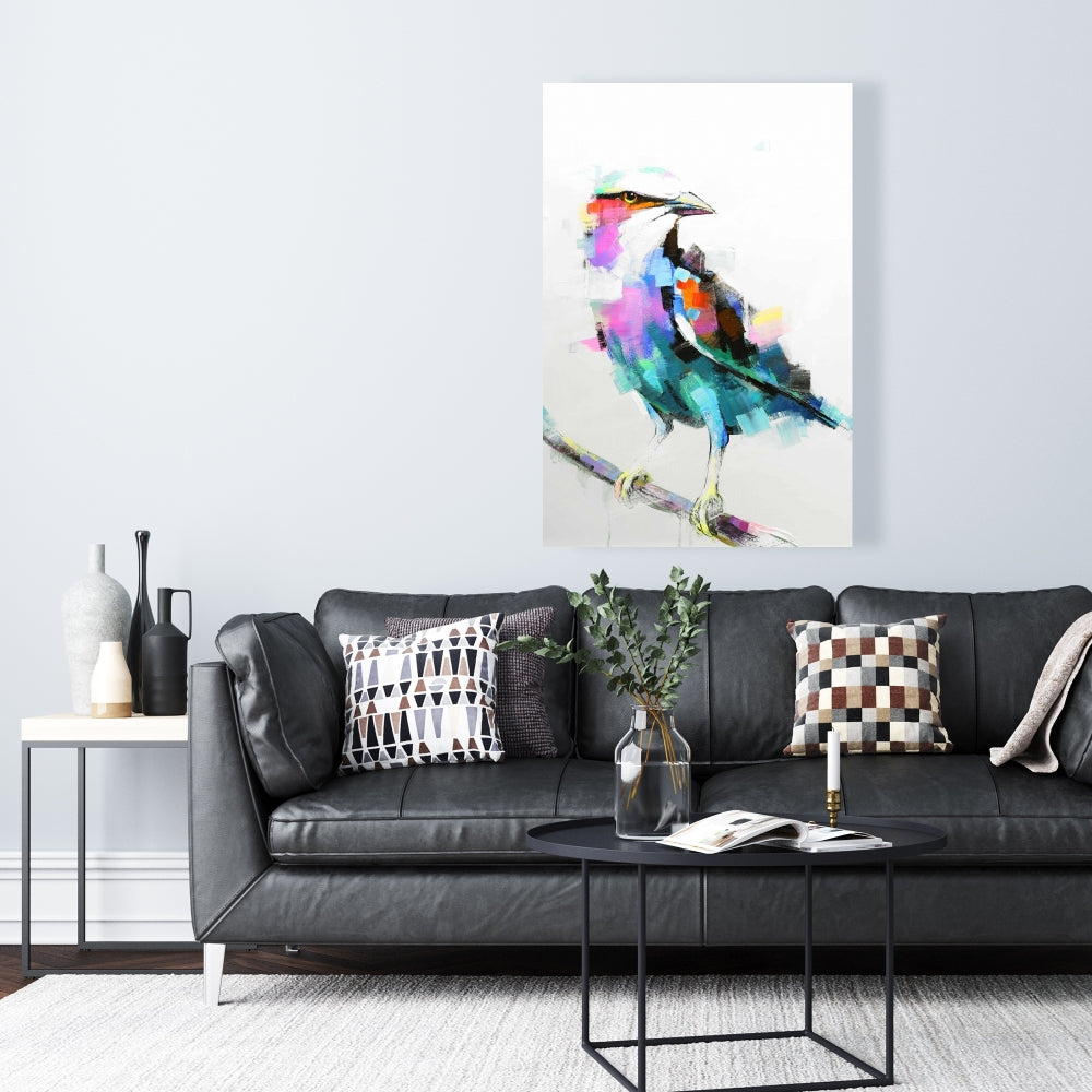 Colorful Abstract Bird Canvas - Modern Bedroom Wall Art Decor