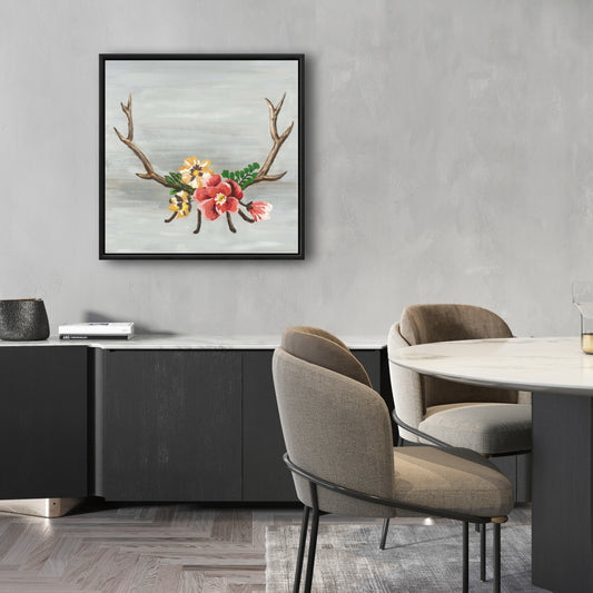 Bohemian Brown Deer Horns Canvas | Animal Home Decor Art