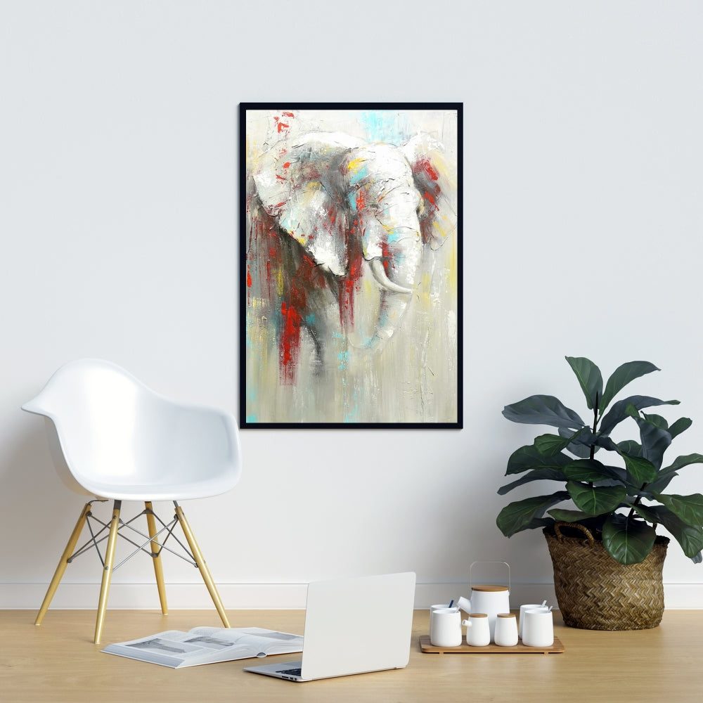 Abstract Elephant Canvas - Bedroom Decor, Animal Art Framed