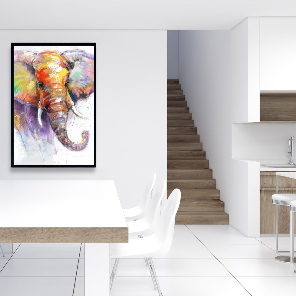 Toile Éléphant violet pour chambre à coucher | Décoration d'intérieur colorée