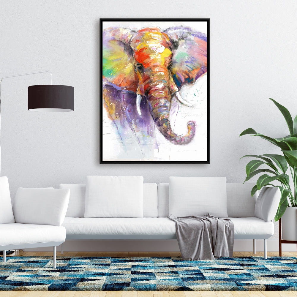 Toile Éléphant violet pour chambre à coucher | Décoration d'intérieur colorée