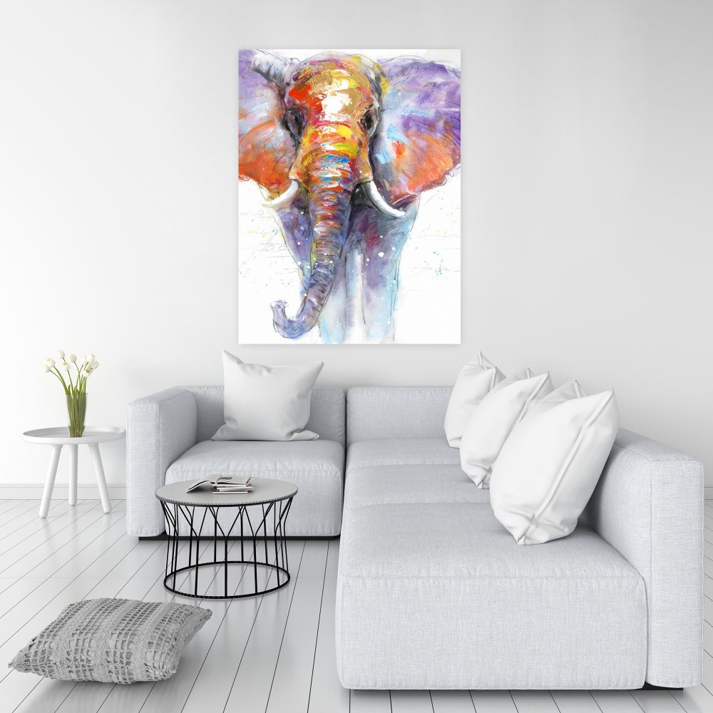 Colorful Elephant Canvas | Walking Elephant Art for Home Decor