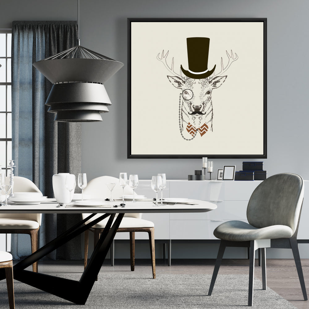 Aristocrat Roe Deer Canvas - Rustic Brown Framed Home Decor