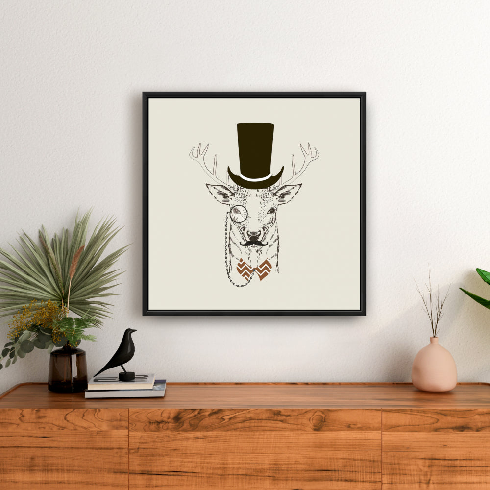 Aristocrat Roe Deer Canvas - Rustic Brown Framed Home Decor