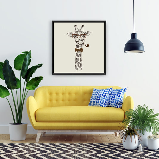 Toile « Girafe amusante avec pipe » | Décoration de chambre animalière
