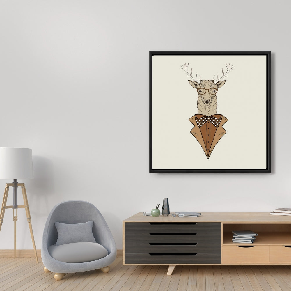 Toile encadrée « Cerf rustique » – Manteau brun | Décoration de chambre