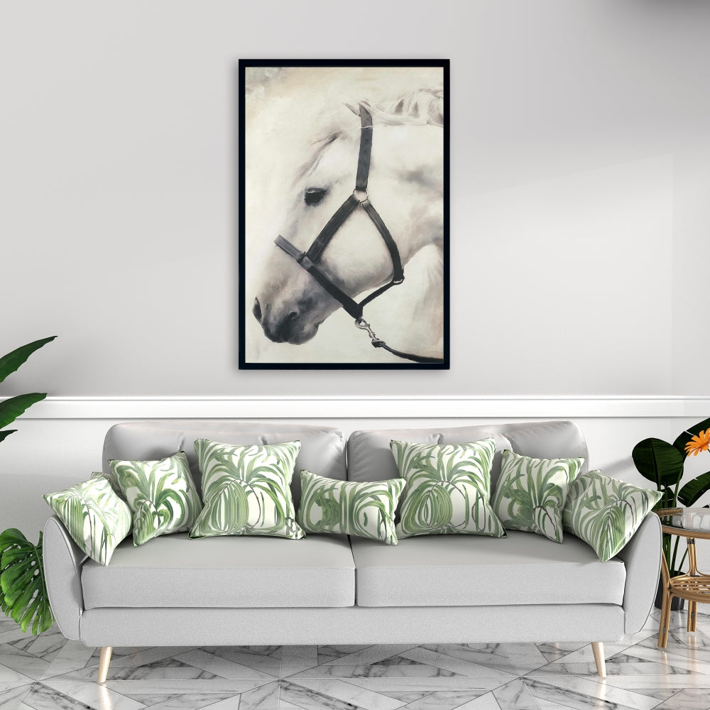Toile Darius le cheval blanc | Décoration de chambre avec animaux de la ferme