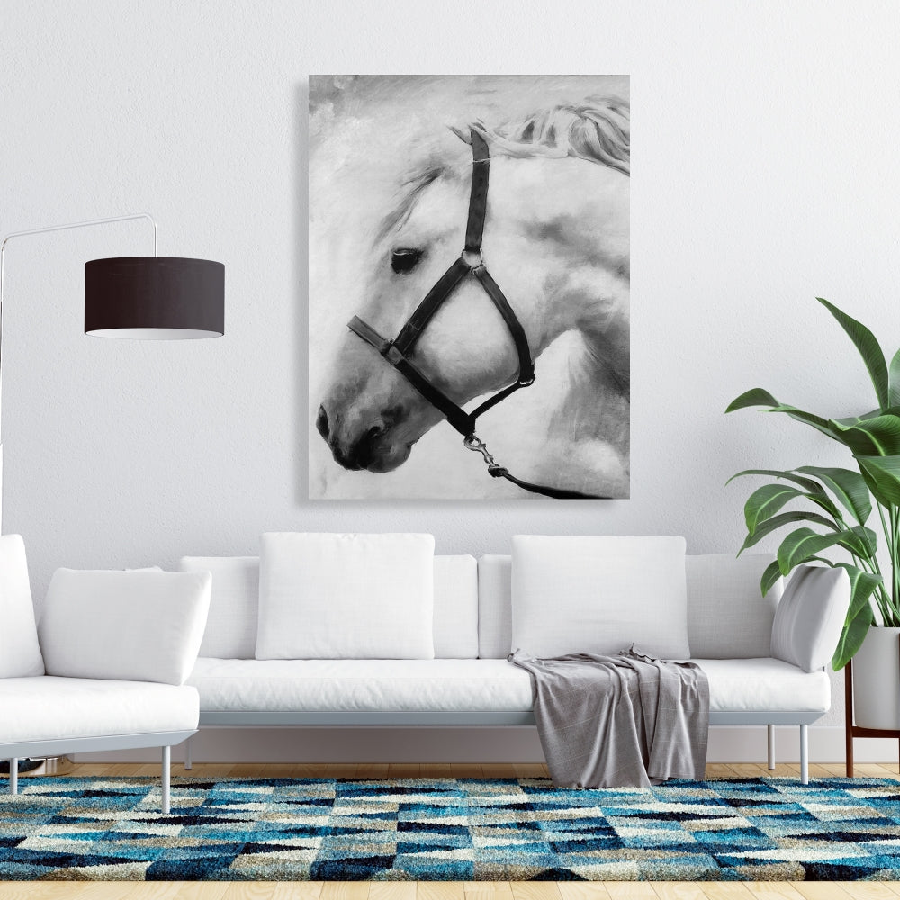 Gray Horse Canvas - Darius the Horse | Bedroom Wall Art Decor