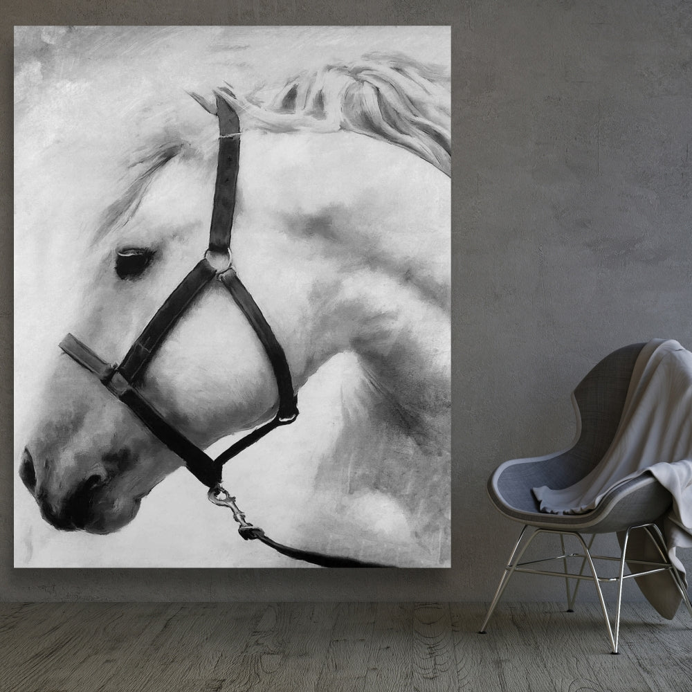 Gray Horse Canvas - Darius the Horse | Bedroom Wall Art Decor