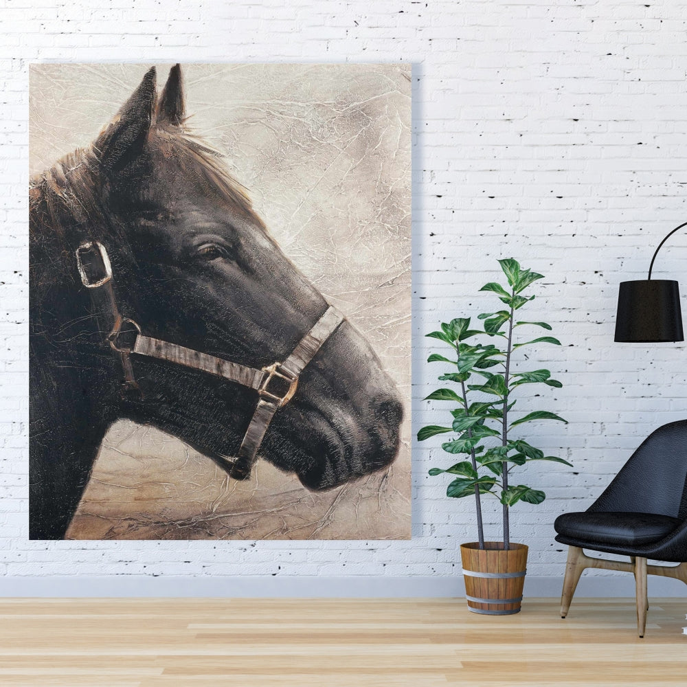 Gallopin the Brown Horse Canvas | Bedroom Home Decor Art
