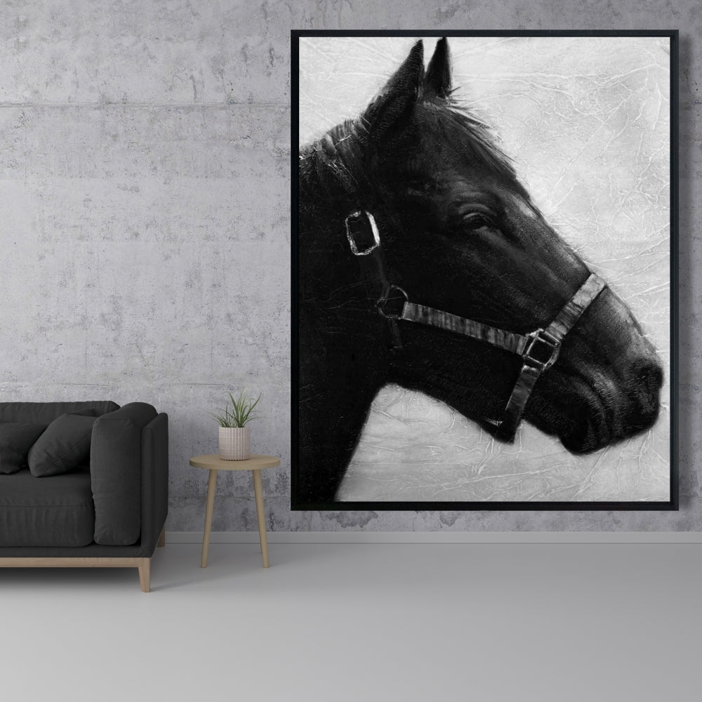 Toile « Galopin le cheval » | Décoration encadrée d'animaux gris