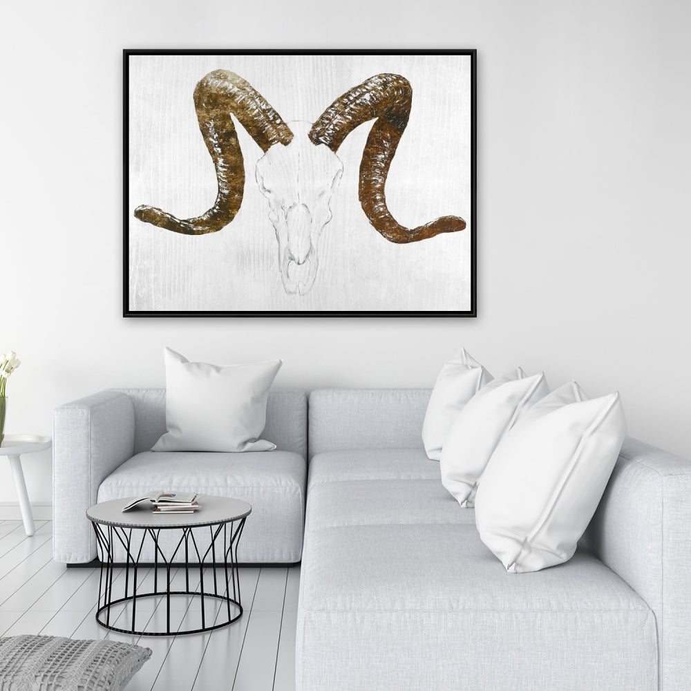 Rustic White Farm Animal Canvas - Aeries Skull Home Decor
