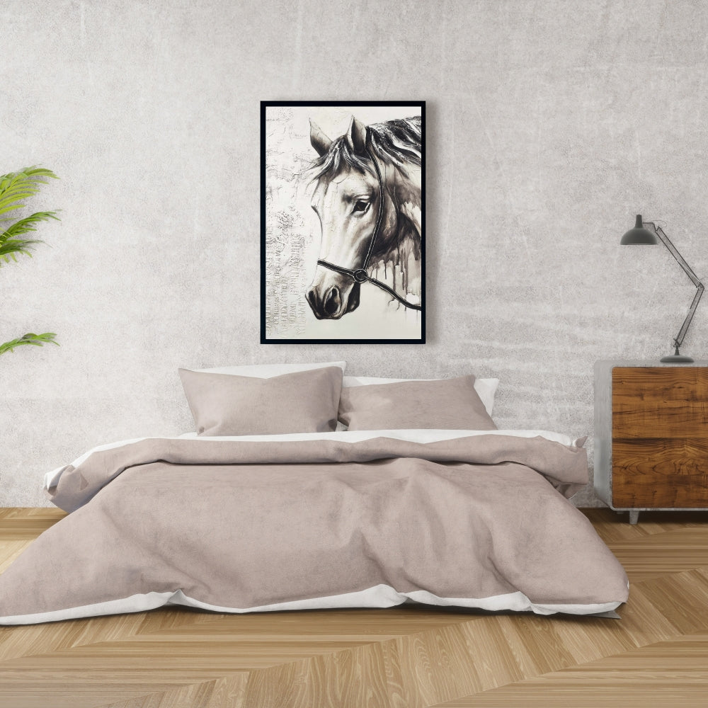 Toile Alpha le cheval blanc | Décoration de chambre avec animaux de la ferme