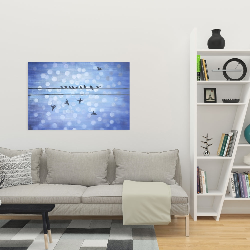 Birds on a Wire Canvas | Blue Sky Art | Home Decor