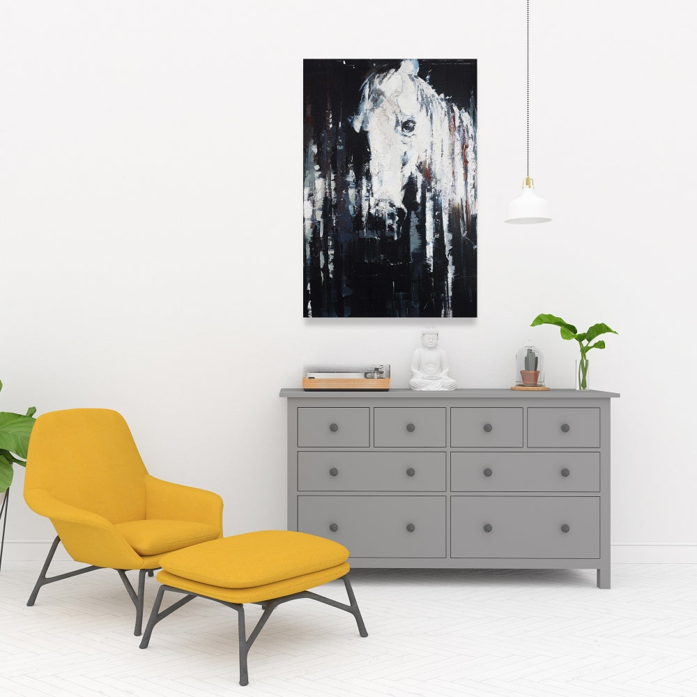 Abstract Horse Blue Canvas | Farm Animal Bedroom Decor