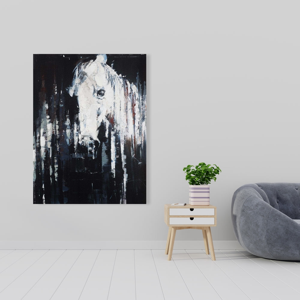 Abstract Horse Blue Canvas | Farm Animal Bedroom Decor