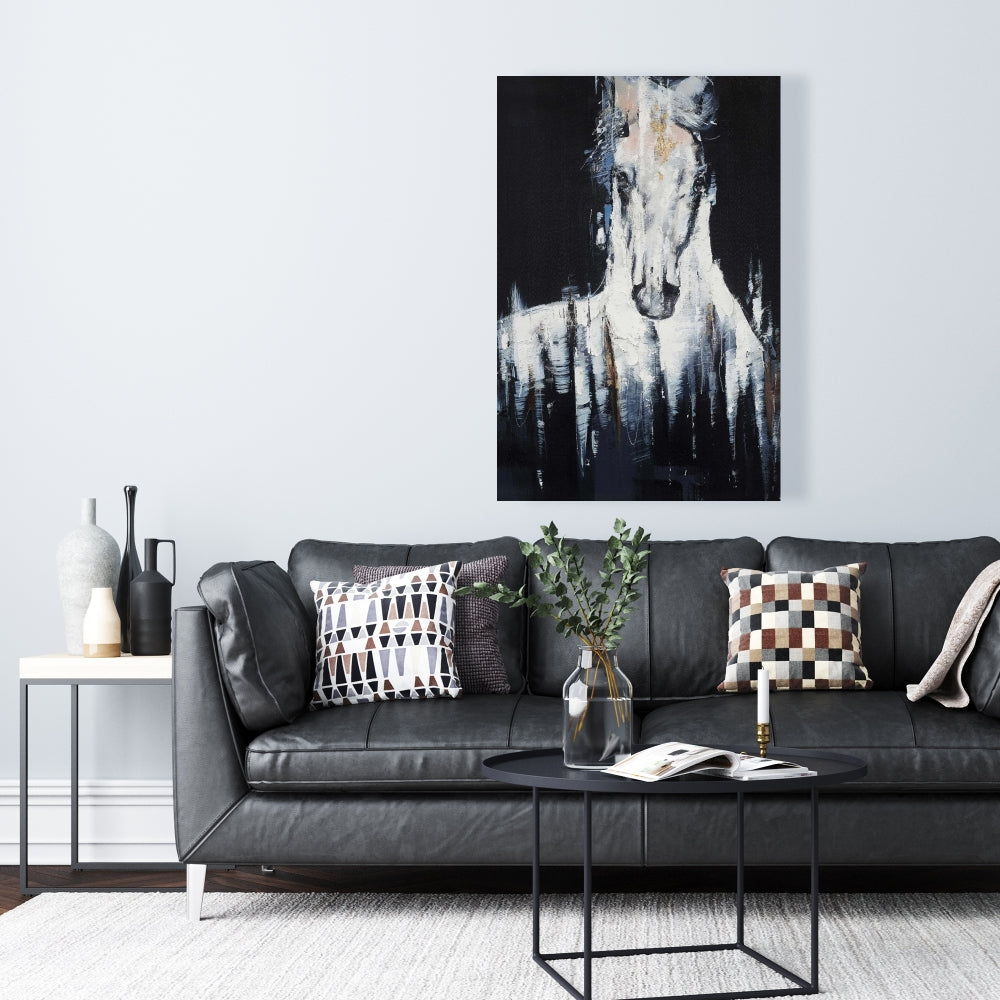 Abstract White Horse Canvas | Farm Animal Home Decor Art