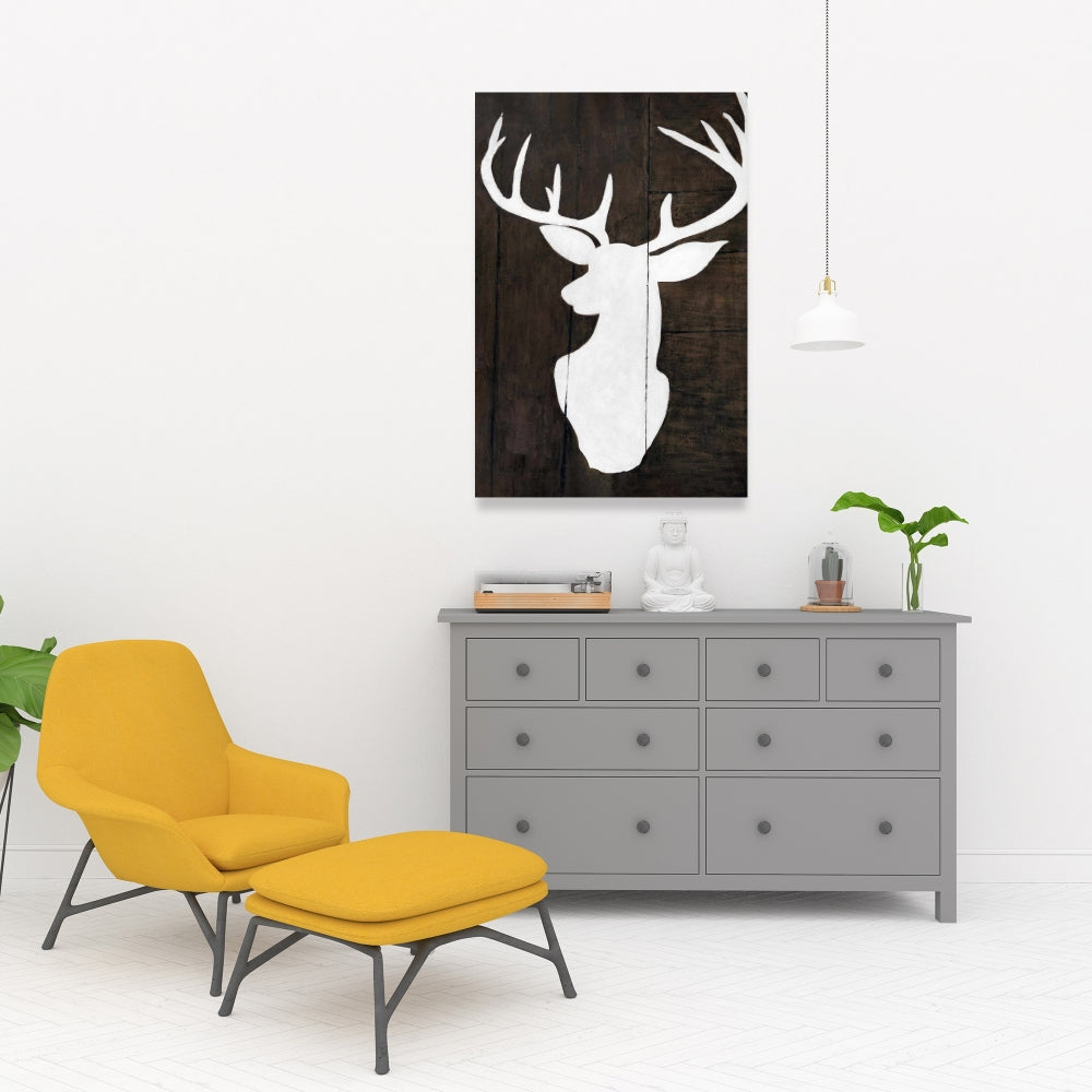 Toile rustique blanche pour chambre à coucher – Silhouette de cerf, décoration d'intérieur