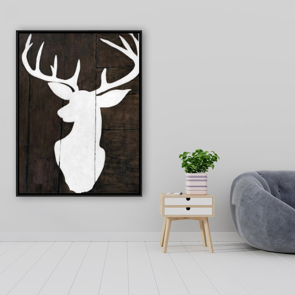 Silhouette of a Deer | Rustic Bedroom Canvas Wall Art Decor