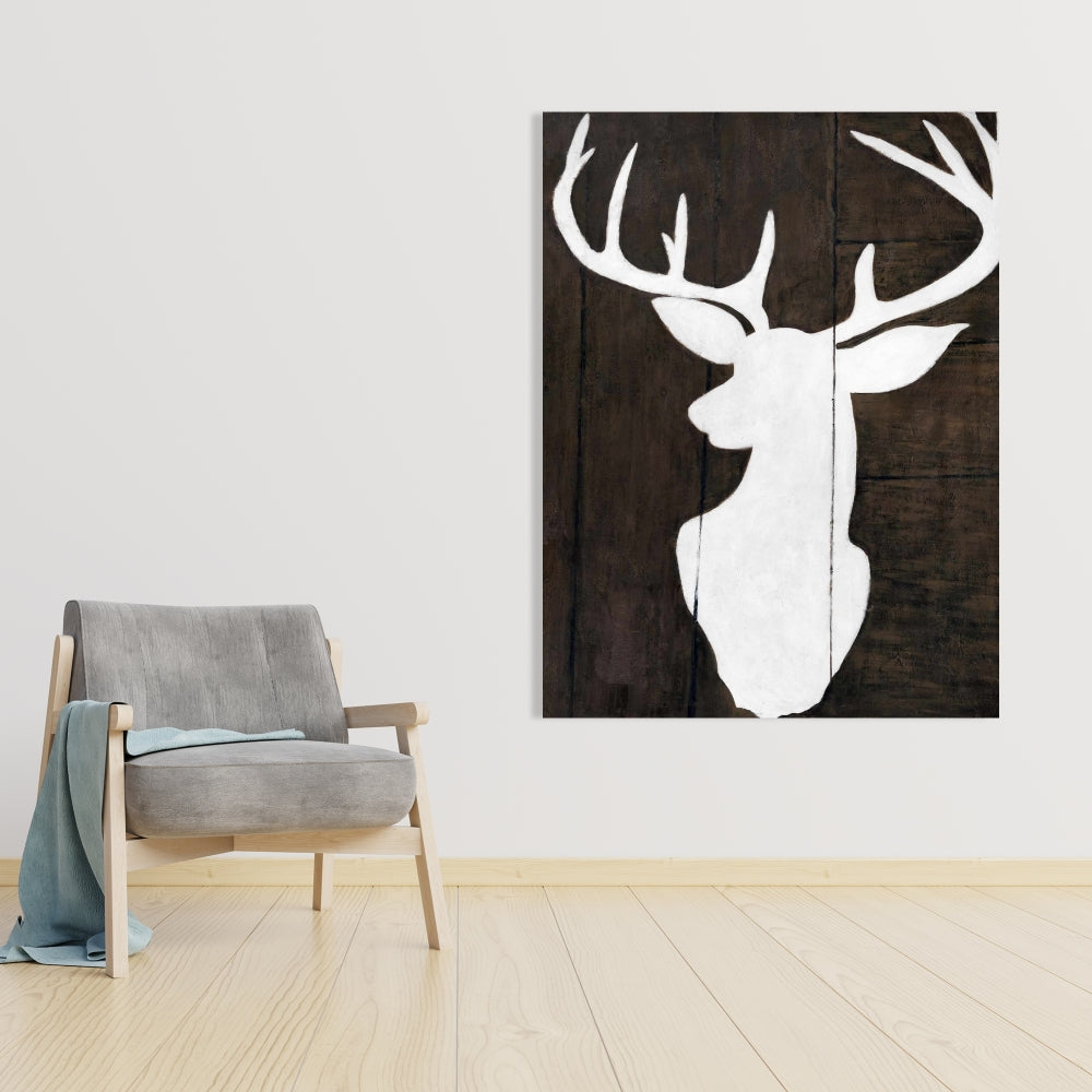 Toile rustique blanche pour chambre à coucher – Silhouette de cerf, décoration d'intérieur