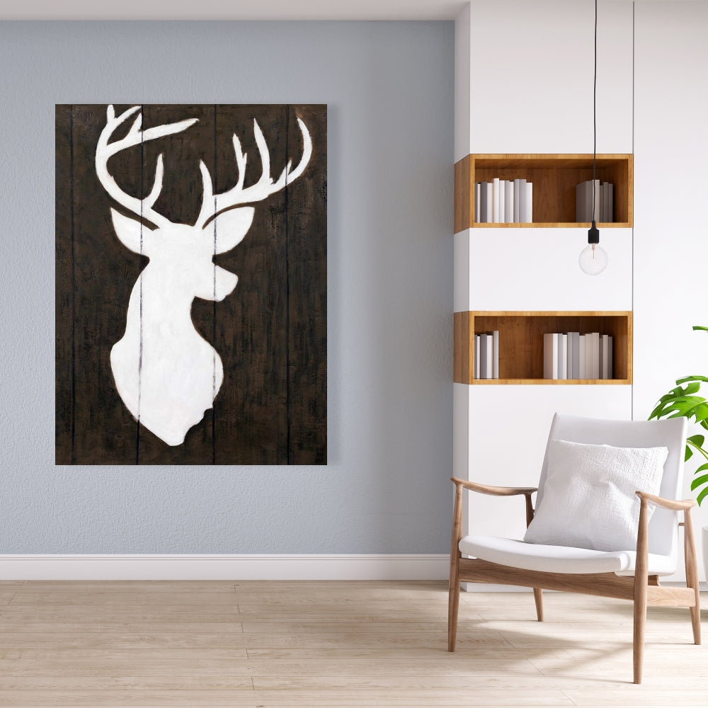 Toile Silhouette de cerf blanc | Décoration murale
